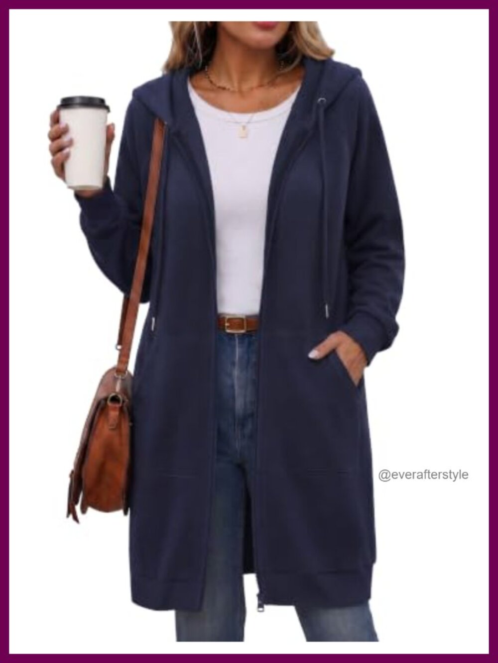 Women's Oversized Fleece Zip Up Hoodie Long Tunic Sweatshirt